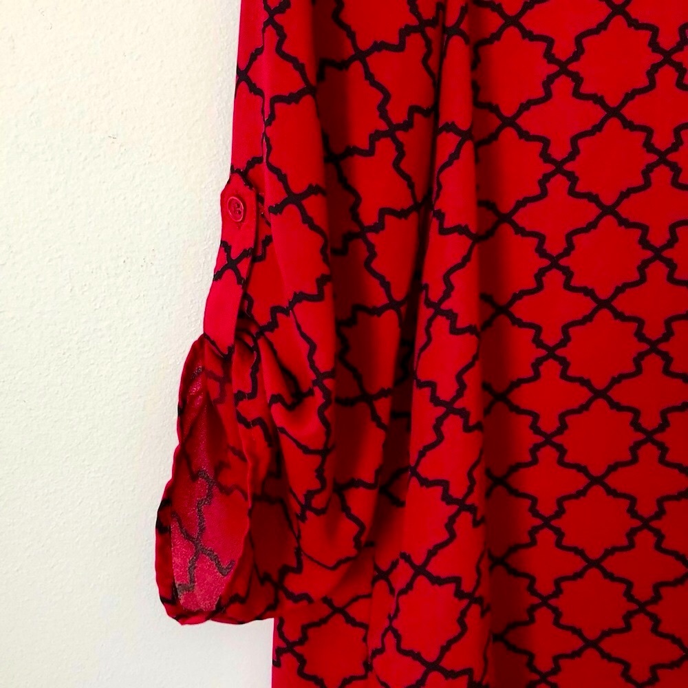 Messini blouse size Large 3/4 sleeve burgundy & black - Picture 3 of 6